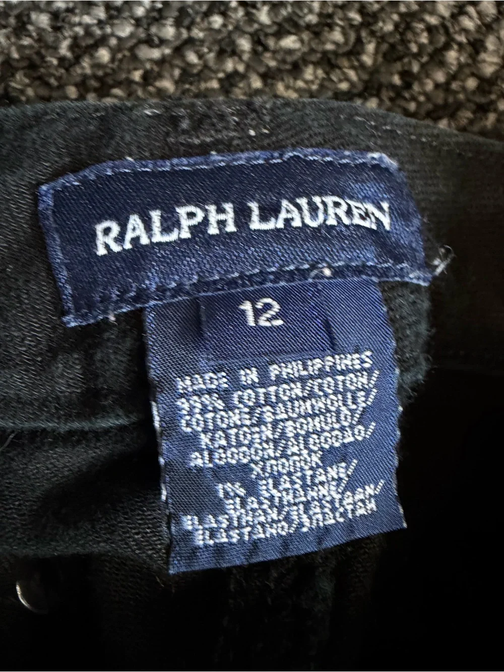 Ralph Lauren Girls Black Skinny Jeans with Zipper Accents Size 12